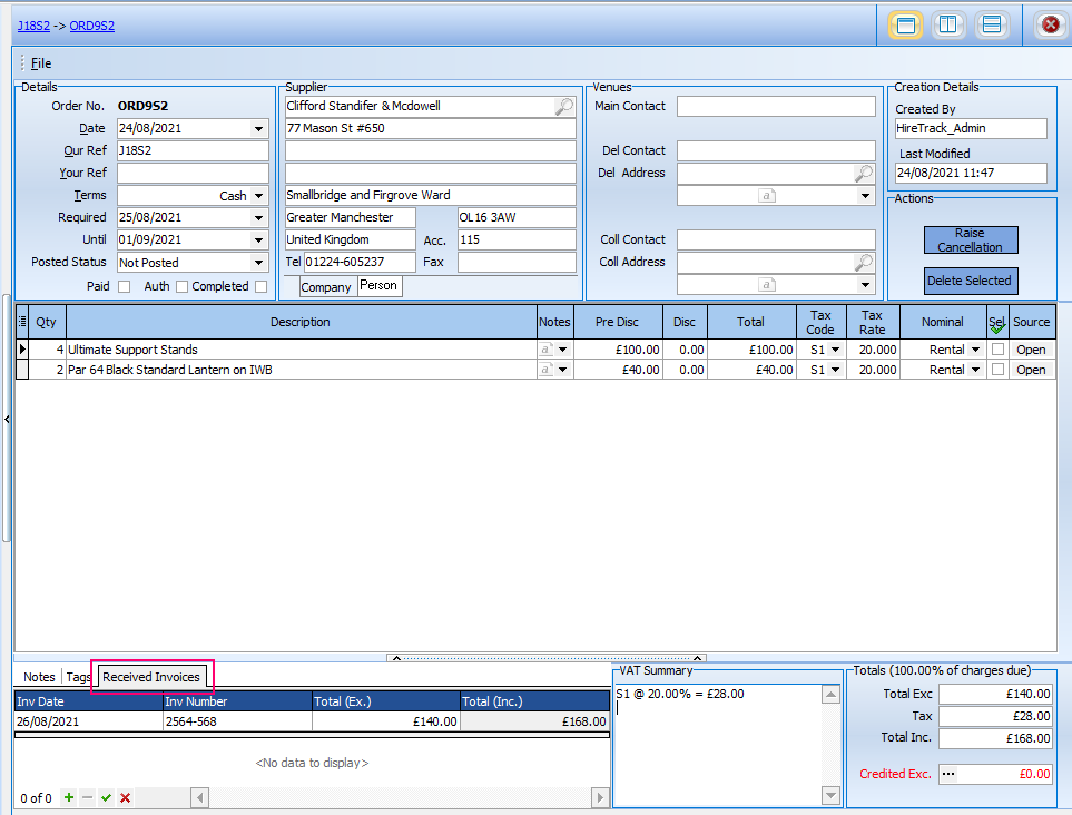 Purchase Order allocate Invoices